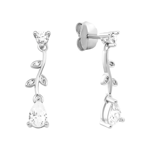 Серебряные серьги-подвески c фианитами (SZDS05089 с)