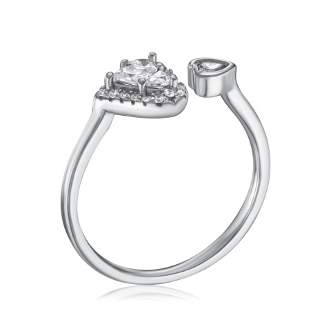 Безразмерное серебряное кольцо Сердце с фианитами TA07137-R/12/1