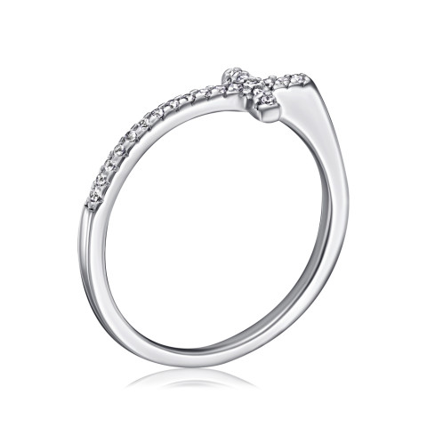Серебряное кольцо Крестик с фианитами TA08272-R/12/1