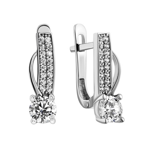 Серебряные серьги с фианитами (TMS-4-E)