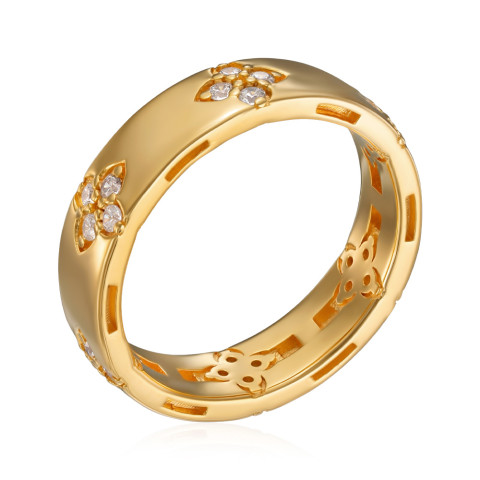 Серебряное кольцо с фианитами TR-1058-7-GOLD-R/20/1