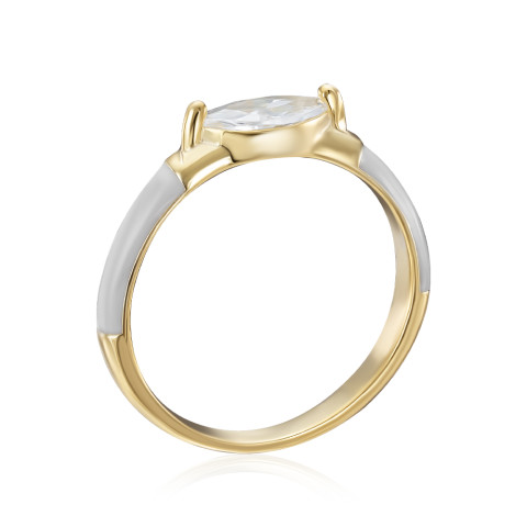 Серебряное позолоченное кольцо с эмалью и фианитом (TR03279-R/20/4953)