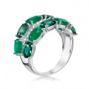 Серебряное кольцо с кварцем, агатом и фианитами. (1363/1р-GRAG)