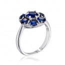 Серебряное кольцо «Цветок» с сапфирами и фианитами. (1386/1р-HSPH)