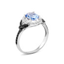 Серебряное кольцо с кварцем Tanzanite и фианитами (1518чб/1р-QTANZ)