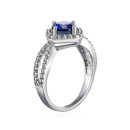 Серебряное кольцо с сапфиром и фианитами 1521/1р-HSPH