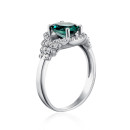 Серебряное кольцо с зеленым кварцем и фианитами 1577/1р-QGR