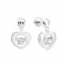 Серебряные серьги-подвески Сердце с фианитами (2235/1р-CZ)
