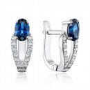 Серебряные серьги с сапфиром и фианитами (40420/12/1/2205)