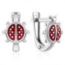 Серебряные серьги «Божья коровка» с эмалью (40967/12/1/392)