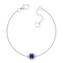 Серебряный браслет с гидротермальным сапфиром и фианитами (4225р-HSPH)