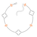 Серебряный браслет Клевер с позолотой и фианитами (670Б.Rh)
