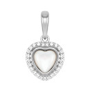 Серебряная подвеска Сердце с фианитами и перламутром (89113б)