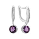 Серебряные серьги-подвески с аметистом и фианитами (SZDE16154 ам)