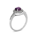 Серебряное кольцо с аметистом и фианитами (Тд0012/ам-R)