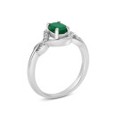 Серебряное кольцо с зеленым агатом и фианитами (Тд0060/агат-R)