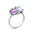 Серебряное кольцо с топазом и аметистом (к1301Rh)