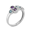 Серебряное кольцо с топазом и аметистом (к1408Rh)