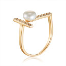 Серебряное кольцо с жемчугом и фианитами  A01593-R/20/4976