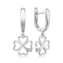 Серебряные серьги-подвески Клевер с  фианитом  B02081-E/12/1