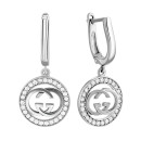 Серебряные серьги-подвески с фианитами (BR-5E)