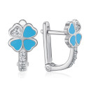 Серебряные серьги Клевер с эмалью и фианитами DE06666-E/12/1756