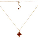 Серебряное позолоченное колье Клевер с янтарем (P935C+CHAIN18-K/20/2787)