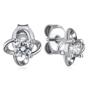 Серебряные серьги-пуссеты Цветок с фианитом (SE00646-E/12/1)