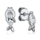 Серебряные серьги-пуссеты Рыбка с фианитом (SE00818-E/12/1)