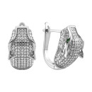 Серебряные серьги Пантера с фианитами (FE18358)