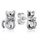 Серебряные серьги-пуссеты Котик с фианитами (GE02374A-E/12/1)