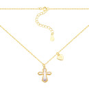 Серебряное позолоченное колье Крестик с перламутром (N001883-GD)