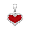 Серебряная подвеска Сердце с эмалью и фианитами (PE40236)