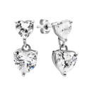 Серебряные серьги-подвески Сердце c фианитами (с1375Rh)