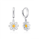 Серебряные серьги-конго Ромашки с эмалью SE00677-E/12/1295