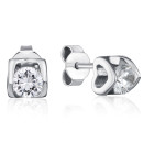 Серебряные серьги-пуссеты с фианитом (SE00687-E/12/1)