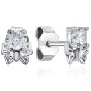 Серебряные серьги-пуссеты Бантики с фианитами (SE00806-E/12/1)