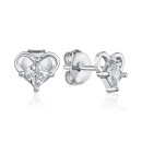Серебряные пуссеты Сердце с фианитом SE00892-E/12/1