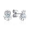 Серебряные серьги-пуссеты Корона с фианитами (SE01492-E/12/1)