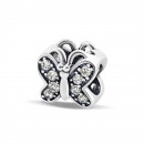 Серебряная бусина шарм Порхающая бабочка (П-003ч)