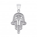 Серебряная подвеска-хамса с фианитами (PPS1623)