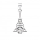 Серебряная подвеска Эйфелева башня с фианитами (1PE46418)