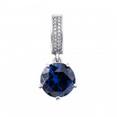 Серебряная подвеска с гидротермальным сапфиром и фианитами (3703р-HSPH)