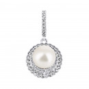 Серебряная подвеска с жемчугом и фианитами (3716/9р-PWT)