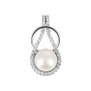 Серебряная подвеска с жемчугом и фианитами (ПВ661с)