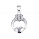 Серебряная подвеска Сердце с фианитами (7P18587)