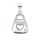 Серебряная подвеска Сумочка с фианитами (2P18635)