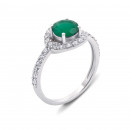 Серебряное кольцо с агатом и фианитами (1596/9р)