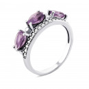 Серебряное кольцо с аметистом и фианитами (1360/1р-AMET)