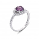 Серебряное кольцо с аметистом и фианитами (1596/9р)